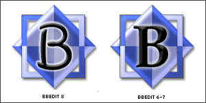BBEdit 8 and 7 icons, side-by-side.