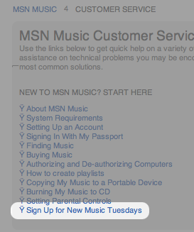 Microsoft's "New Music Tuesdays" newsletter.
