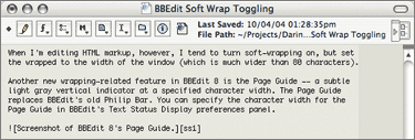 Screenshot of BBEdit 8's Page Guide.