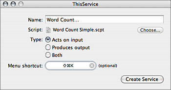 Make a Word & Character Counting Service for All Apps in Mac OS X