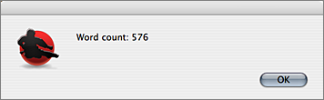 Screenshot of Word Count dialog box in action.