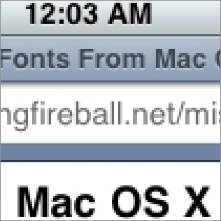 Screenshot of MobileSafari on iPhone OS X 1.0.2 at 300 percent magnification