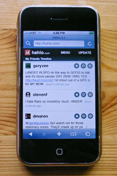 An iPhone displaying Hahlo’s tweet list.
