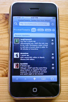 An iPhone displaying PocketTweets’s tweet list.