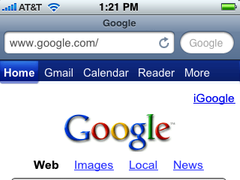 Matt Gough's mockup of an iPhone Safari toolbar with the search box reduced to fit the length of the “Google” label.