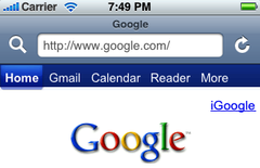 Screenshot of toolbar from Safari in iPhone OS 2.1.