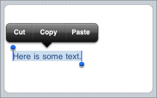 Screenshot of Cut/Copy/Paste menu in iPhone OS 3.0.