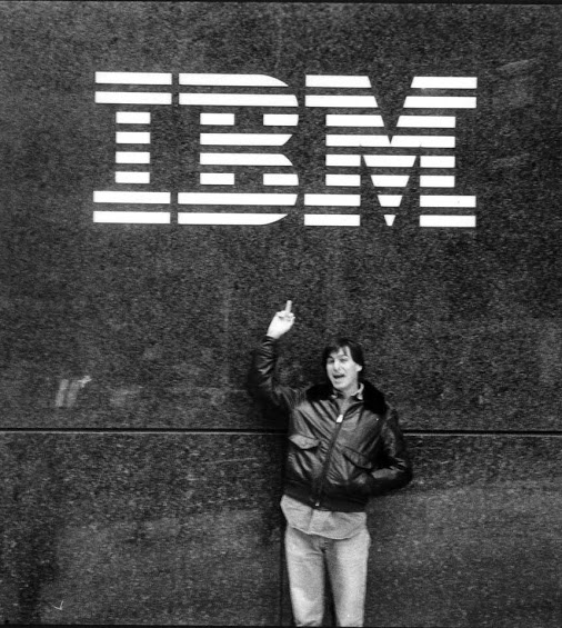 Steve Jobs outside IBM’s Manhattan headquarters in 1983.