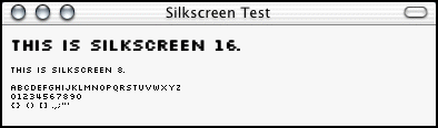 Screenshot of Silkscreen 8 in Camino.