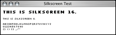 Screenshot of Silkscreen 8 in Safari.