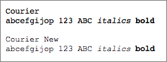 Courier and Courier New rendered at 12 points on Mac OS X.