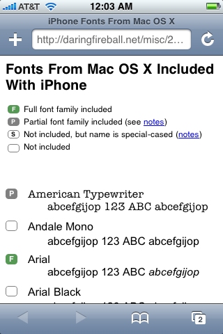 Screenshot of MobileSafari on iPhone OS X 1.0.2