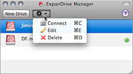 Screenshot of ExpanDrive's context menu for mounted drives.