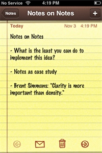 Screenshot of the Notes detail view.