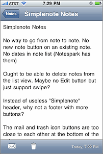 Screenshot of a Simplenote note.