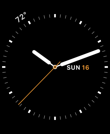 Screenshot of the Utility watch face on a Series 4 Apple Watch.
