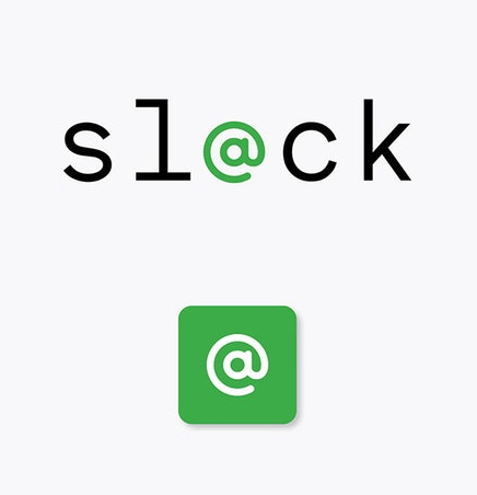 Proposed Slack logo with a green @ symbol.