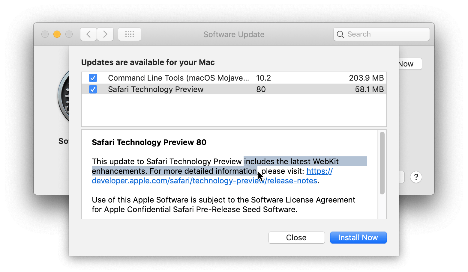 preview software update for mac