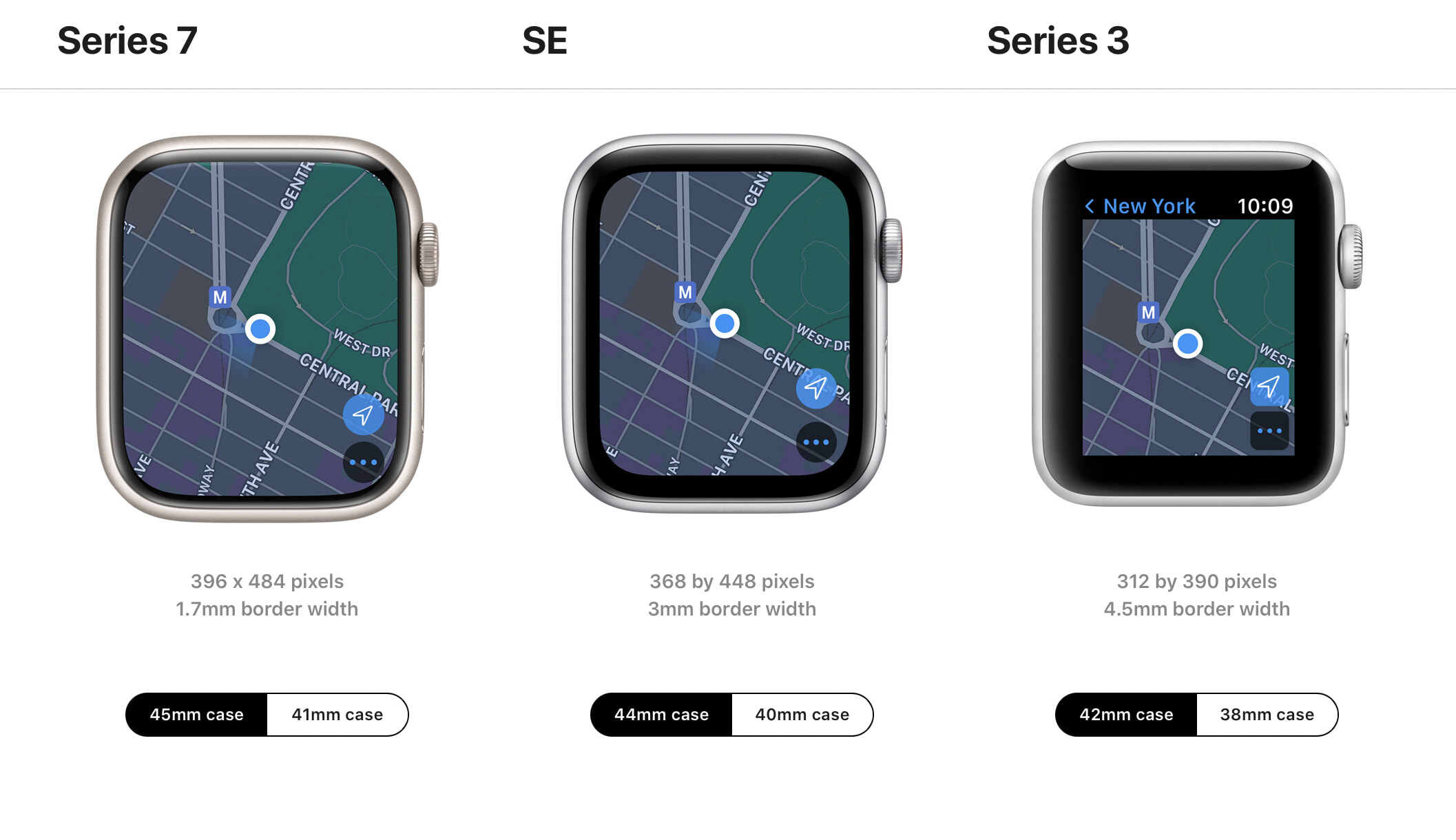 Apple Watch Comparison: Apple Watch Series 7, SE, Series 3