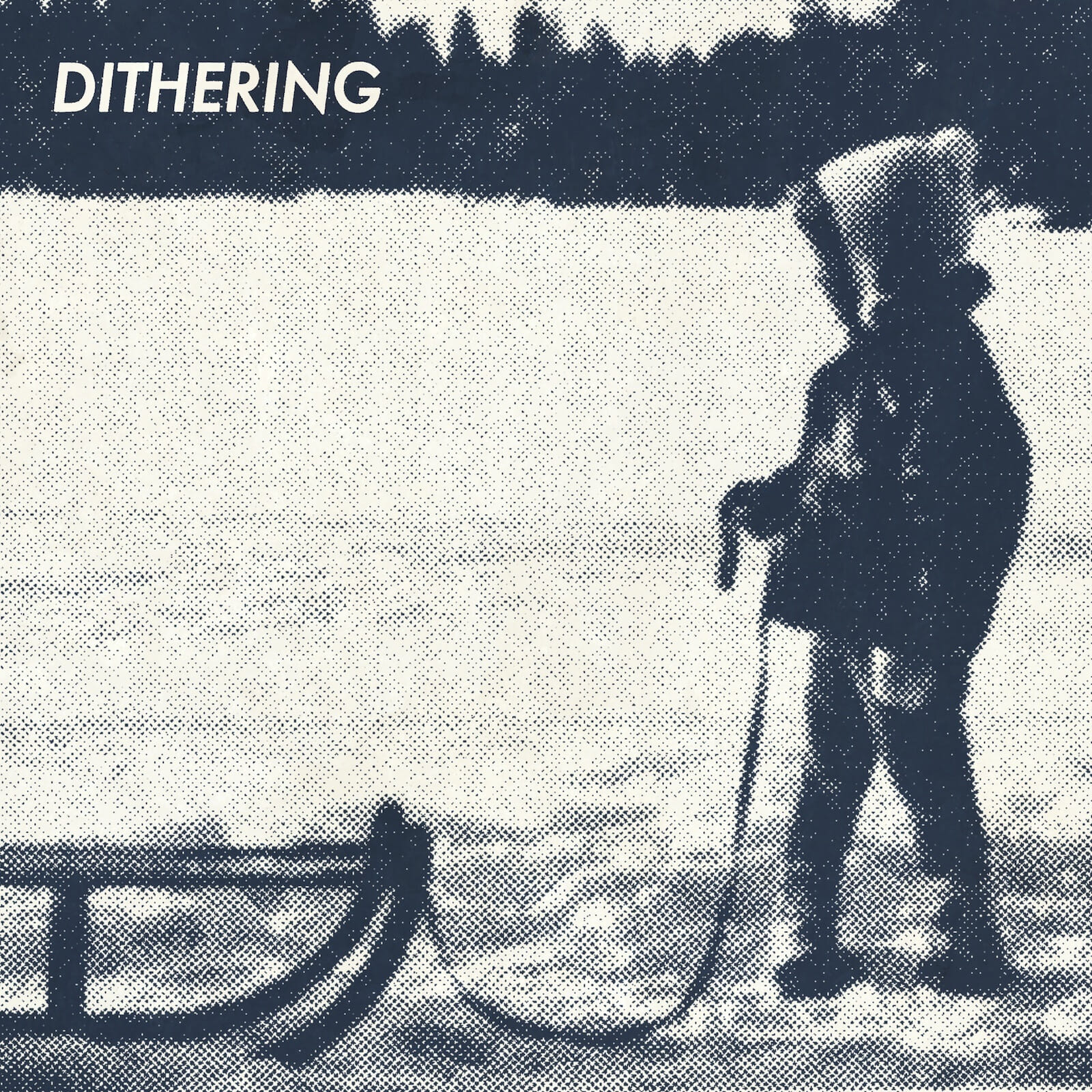 January 2022 cover art for Dithering, depicting a kid with a sled on a snowy field.